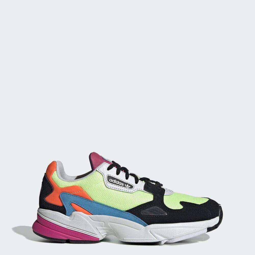 ADIDAS WOMENS FALCON SNEAKER, HI-RES YELLOW / CORE BLACK, 7
